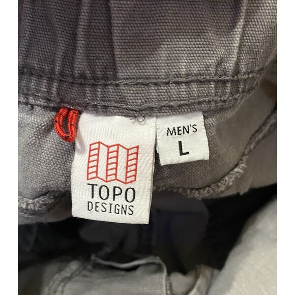 TOPO Designs Organic Cotton Shorts Brown 6” Inseam Pockets Mens Large Button Fly - Picture 10 of 16